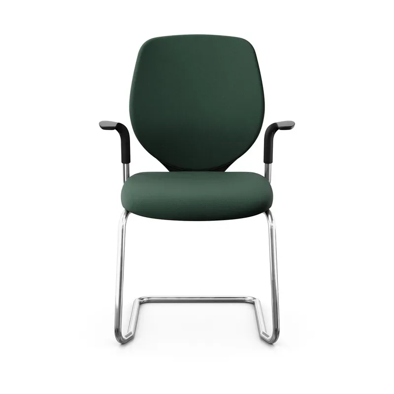 Giroflex 353 cantilever conference chair with fixed armrests, Dark green/Chrome-plated, New