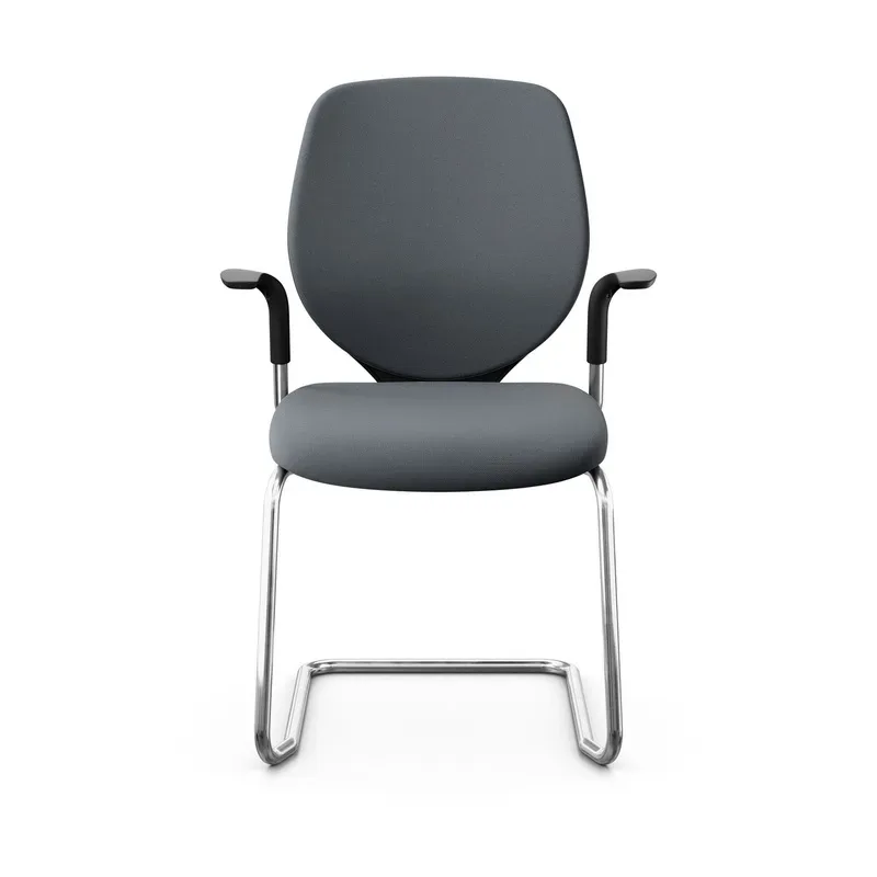 Giroflex 353 cantilever conference chair with fixed armrests, Gray/Chrome-plated, New