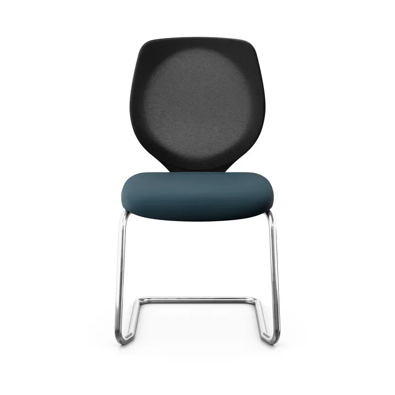 Giroflex 353 cantilever conference chair without armrests, Blue/Chrome-plated, New