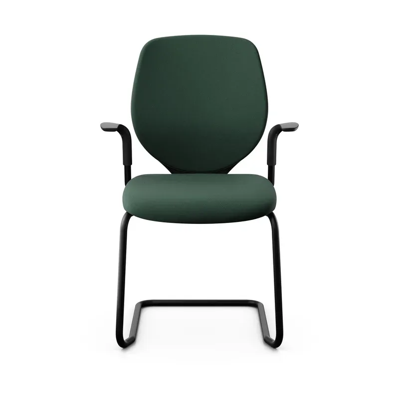 Giroflex 353 cantilever conference chair with fixed armrests, Dark green/ Black, New