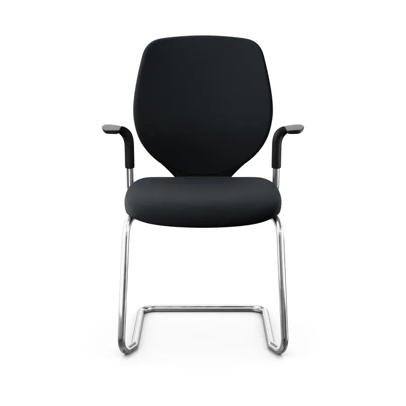 Giroflex 353 cantilever conference chair with fixed armrests, Black/Chrome-plated, New