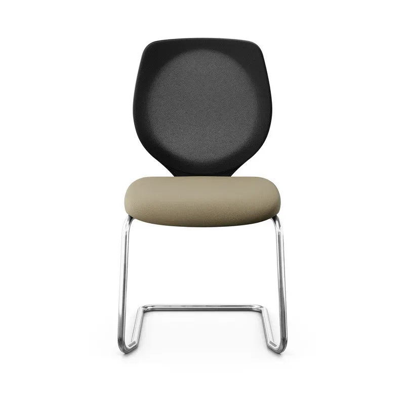 Giroflex 353 cantilever conference chair without armrests, Light brown/Chrome-plated, New