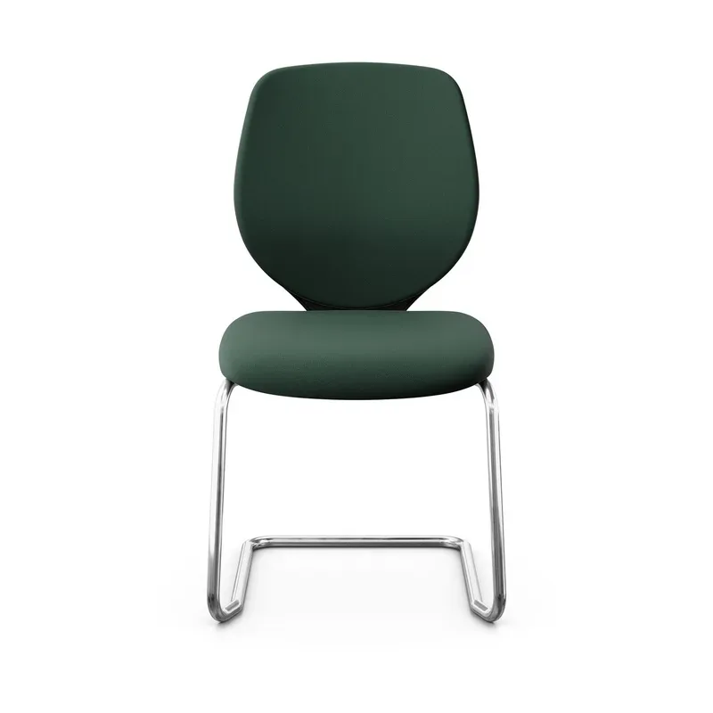 Giroflex 353 cantilever conference chair without armrests, Dark green/Chrome-plated, New