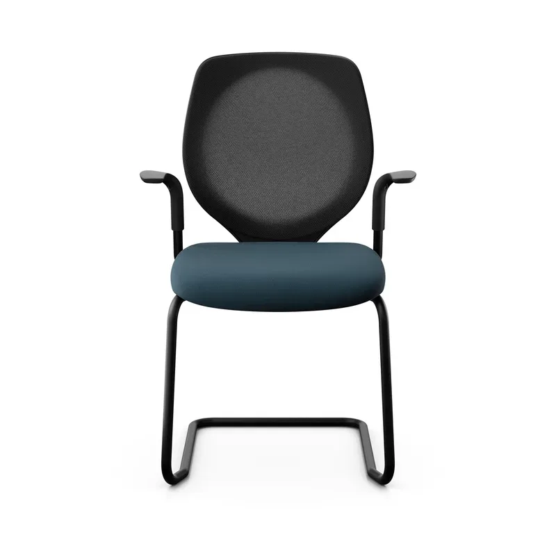 Giroflex 353 cantilever conference chair with fixed armrests, Blue/ Black, New