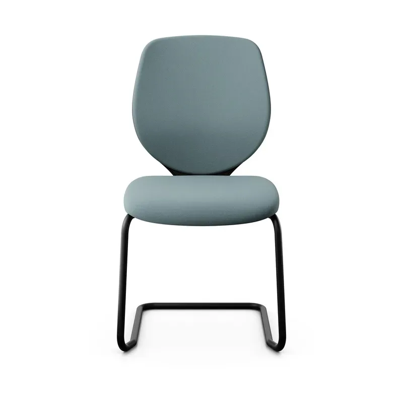 Giroflex 353 cantilever conference chair without armrests, Light blue/ Black, New