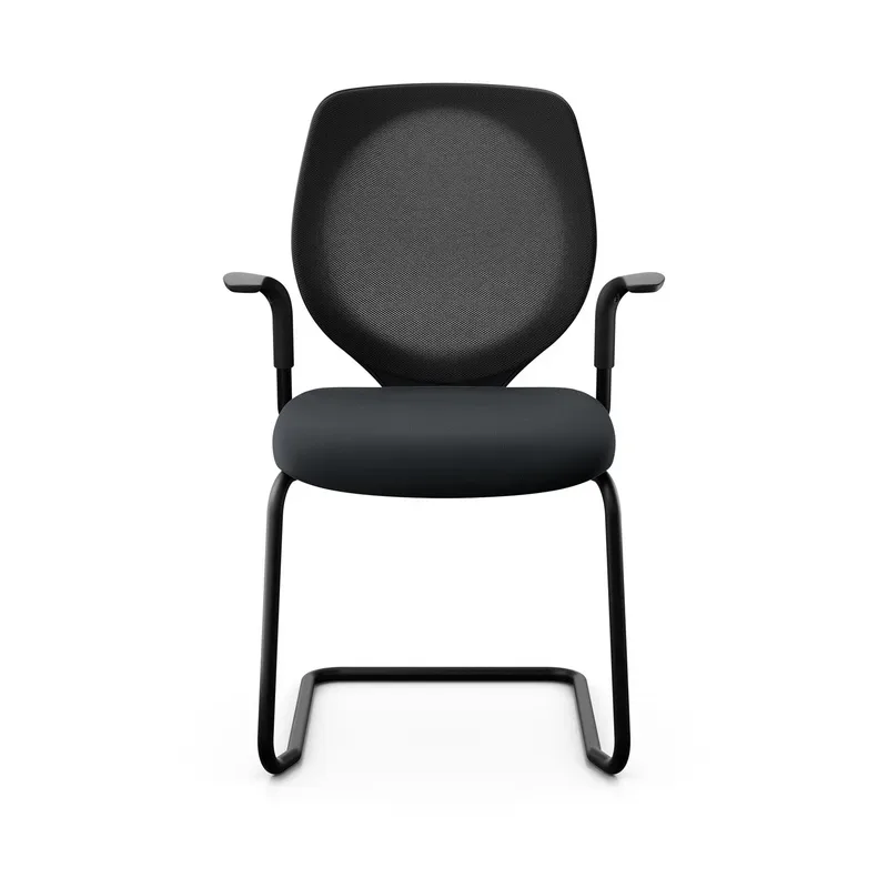 Giroflex 353 cantilever conference chair with fixed armrests, Black/ Black, New
