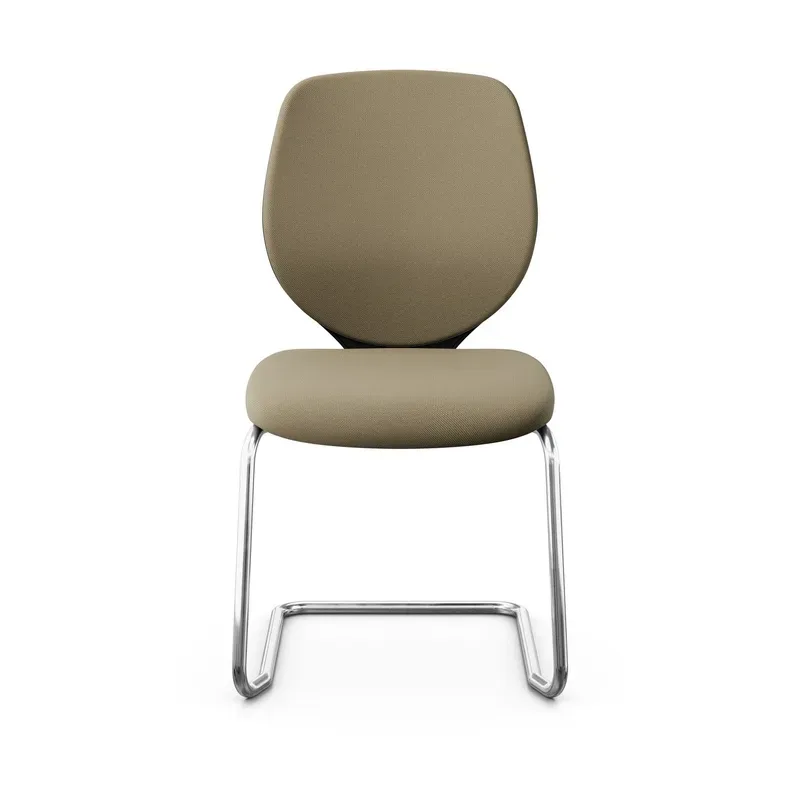 Giroflex 353 cantilever conference chair without armrests, Light brown/Chrome-plated, New