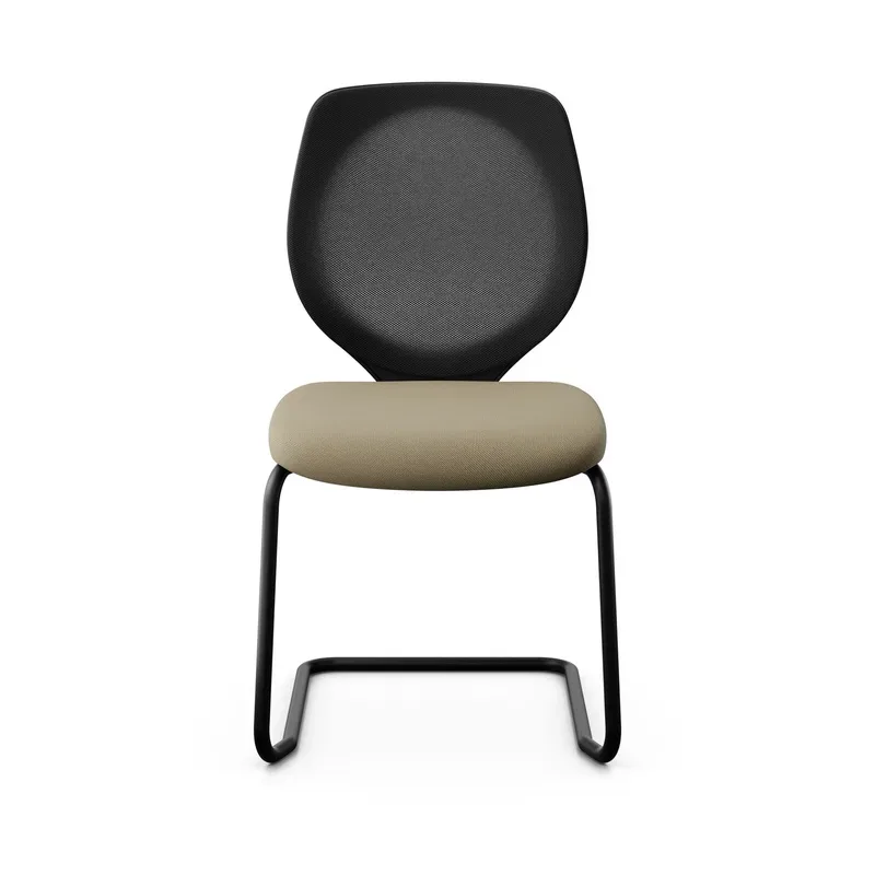 Giroflex 353 cantilever conference chair without armrests, Light brown/ Black, New
