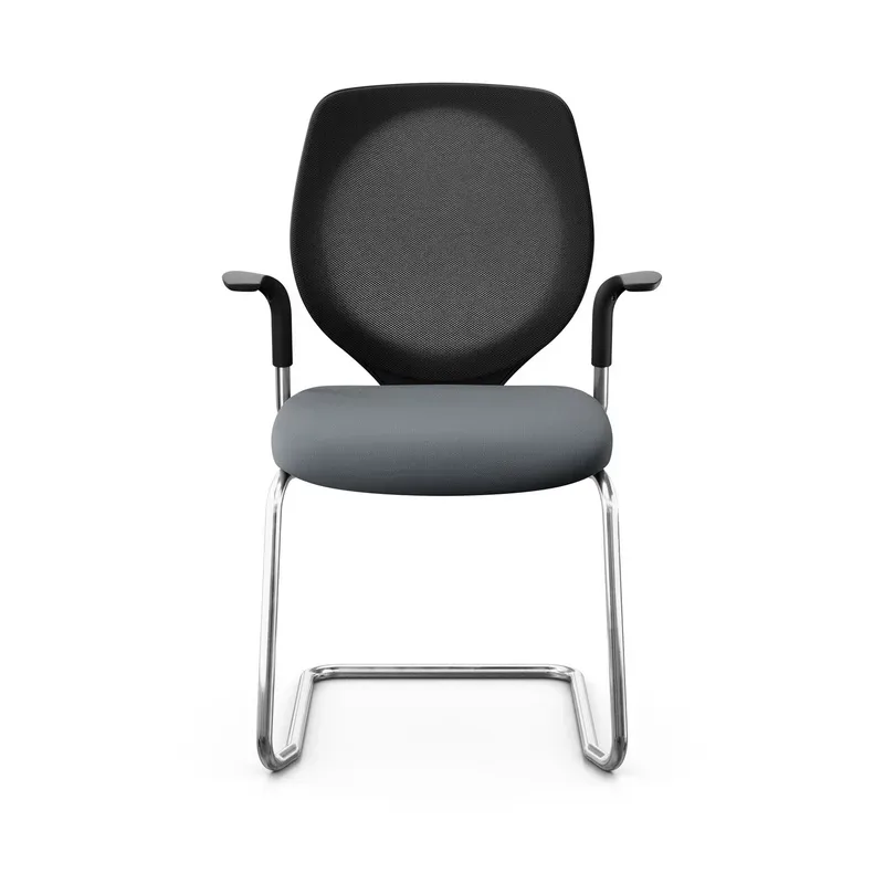 Giroflex 353 cantilever conference chair with fixed armrests, Gray/Chrome-plated, New