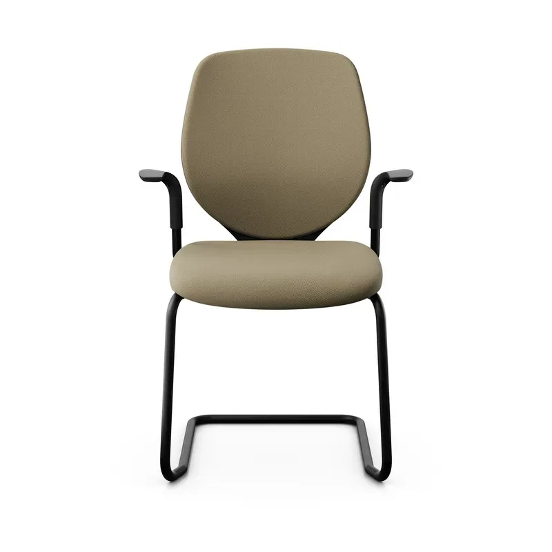 Giroflex 353 cantilever conference chair with fixed armrests, Light brown/ Black, New