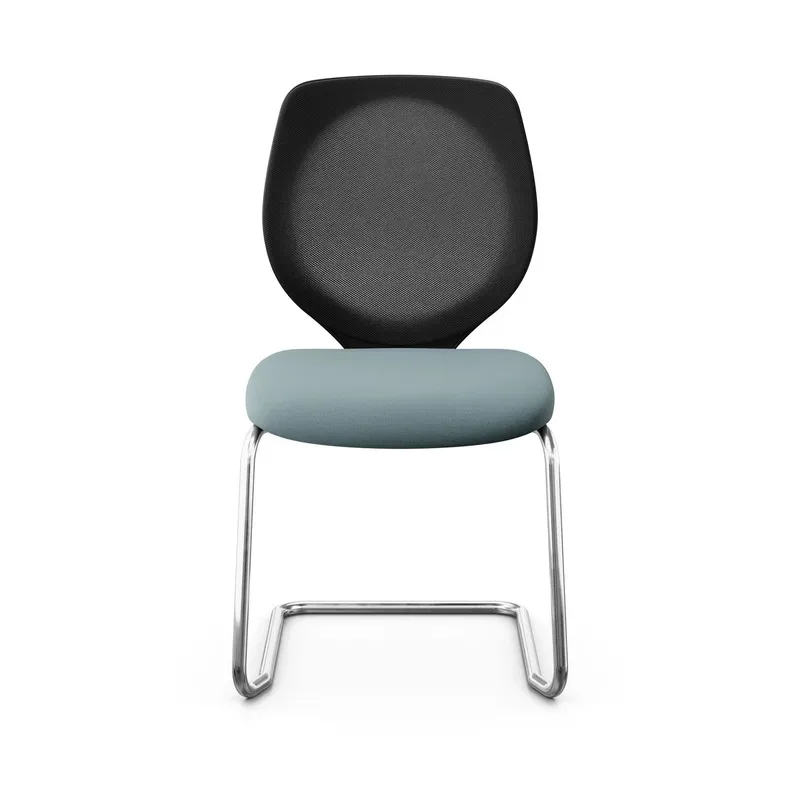 Giroflex 353 cantilever conference chair without armrests, Light blue/Chrome-plated, New