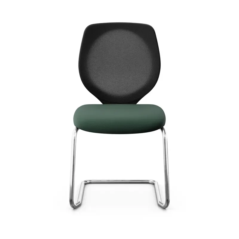 Giroflex 353 cantilever conference chair without armrests, Dark green/Chrome-plated, New