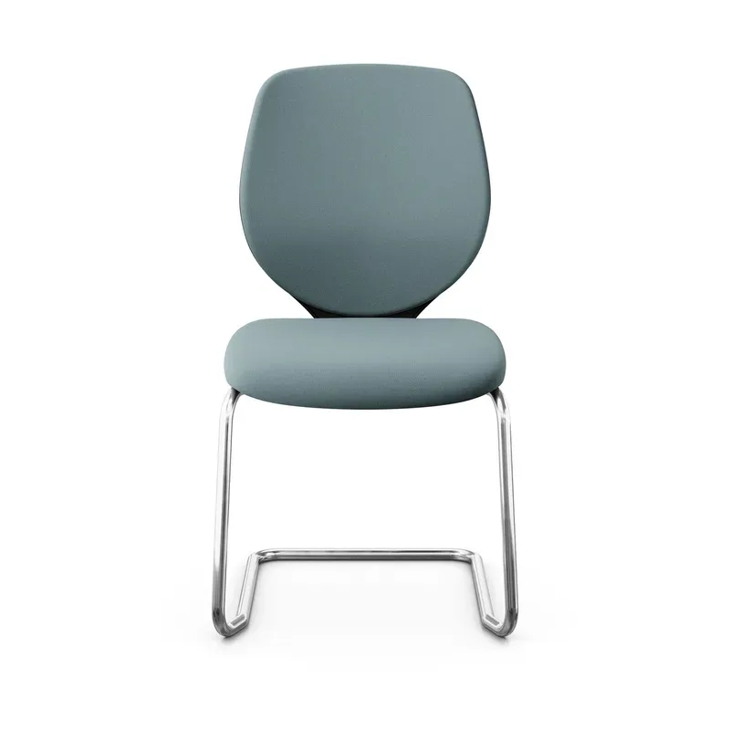 Giroflex 353 cantilever conference chair without armrests, Light blue/Chrome-plated, New