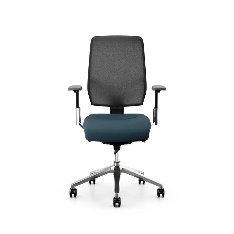 Giroflex office chair 68-3519 with 3D armrests, Blue/Chrome-plated, New, Ergonomic chair - ideal for flexible working