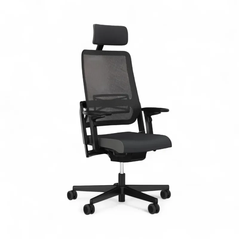 Sitag SitagXilium Mesh swivel chair with headrest & with 4D armrests Black/Black, New, Ergonomic chair - ideal for flexible working