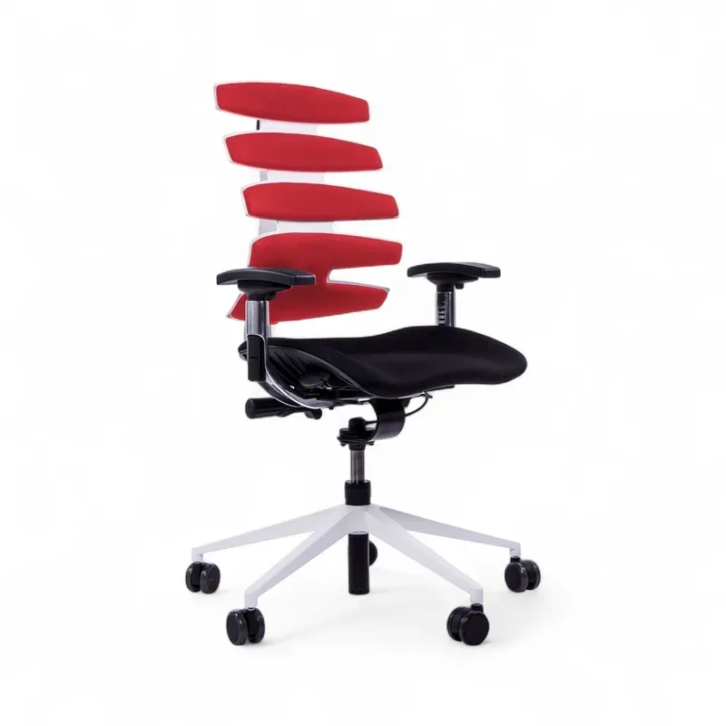Office chair SitagWave with 3D armrests, Red/White, New, Ergonomic chair - ideal for flexible working