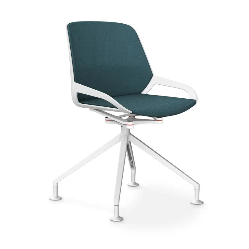 Aeris Numo Comfort conference chair Blue/White without armrests, New - Perfect for office and reception