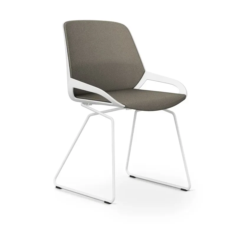 Skid-base chair Aeris Numo Comfort Beige/White without armrests, New - Comfortable seating