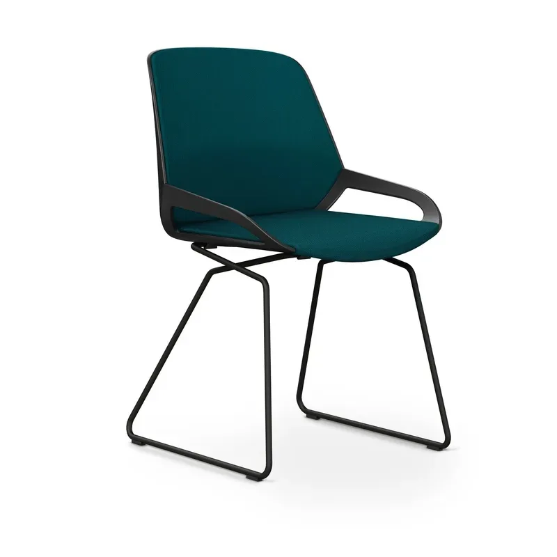 Skid-base chair Aeris Numo Comfort Petrol/Black without armrests, New - Comfortable seating