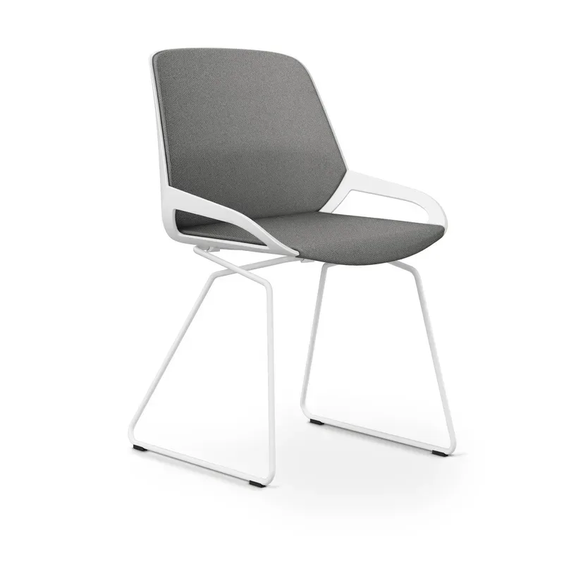 Skid-base chair Aeris Numo Comfort Light grey/White without armrests, New - Comfortable seating
