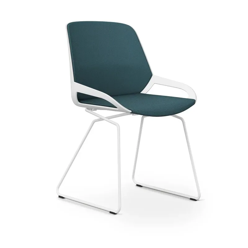 Skid-base chair Aeris Numo Comfort Blue/White without armrests, New - Comfortable seating