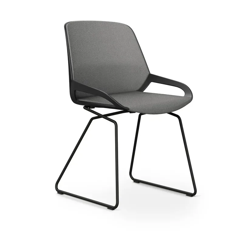 Skid-base chair Aeris Numo Comfort Light grey/Black without armrests, New - Comfortable seating