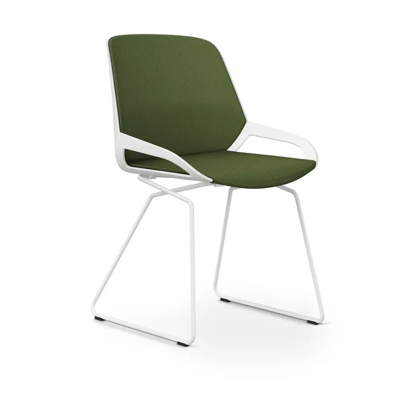 Skid-base chair Aeris Numo Comfort Green/White without armrests, New - Comfortable seating