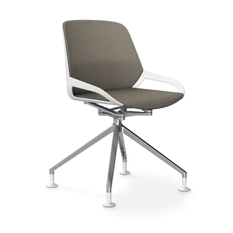 Aeris Numo Comfort conference chair Beige/White / chrome without armrests, New - Perfect for office and reception