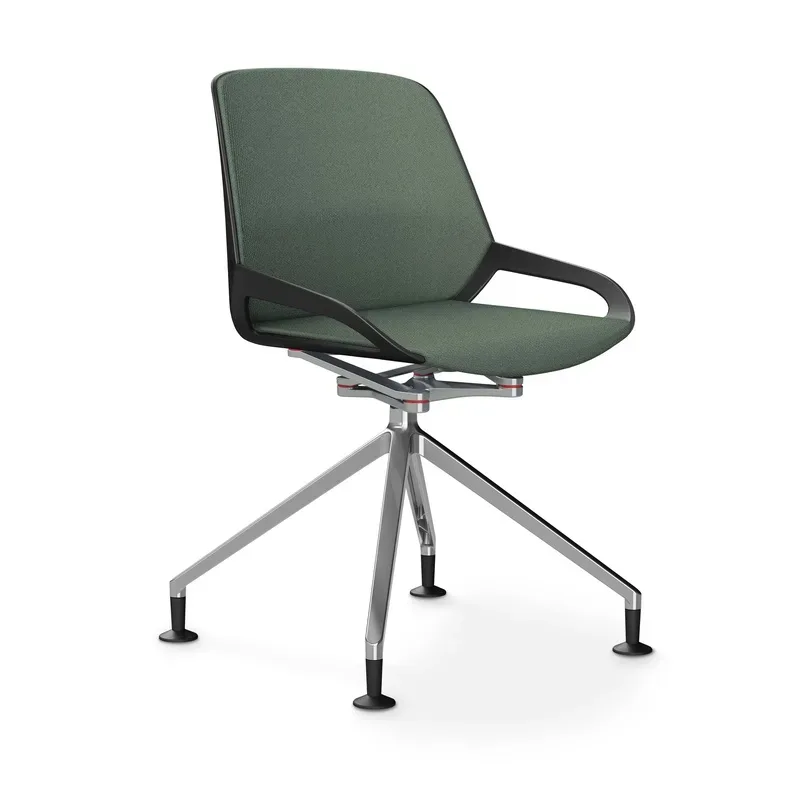 Aeris Numo Comfort conference chair Light green/Black / chrome without armrests, New - Perfect for office and reception