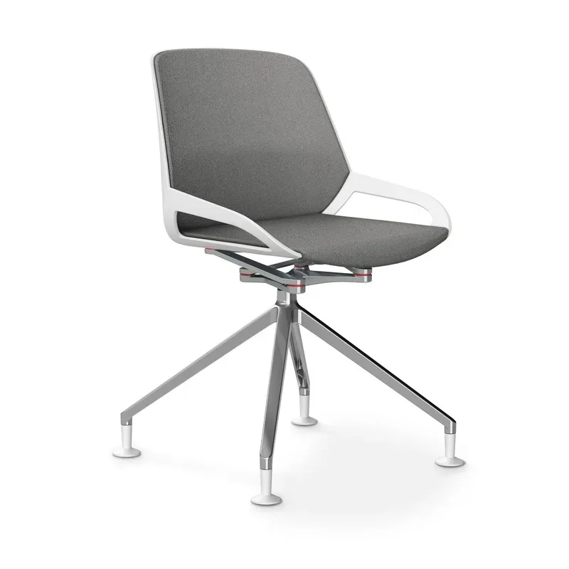 Aeris Numo Comfort conference chair Light grey/White / chrome without armrests, New - Perfect for office and reception