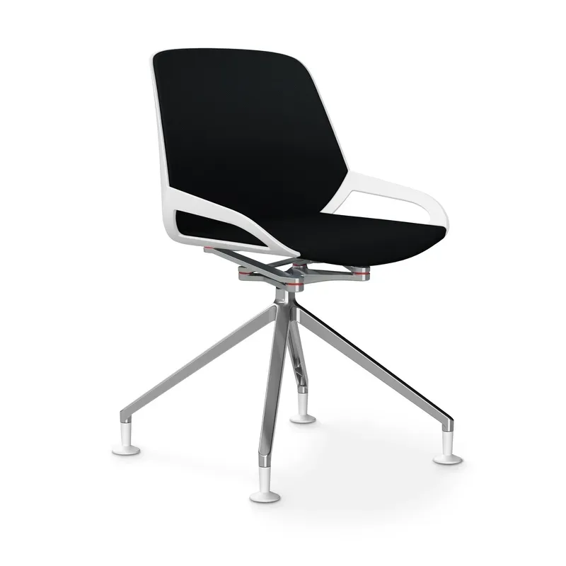 Aeris Numo Comfort conference chair Black/White / chrome without armrests, New - Perfect for office and reception