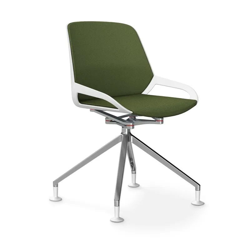 Aeris Numo Comfort conference chair Green/White / chrome without armrests, New - Perfect for office and reception