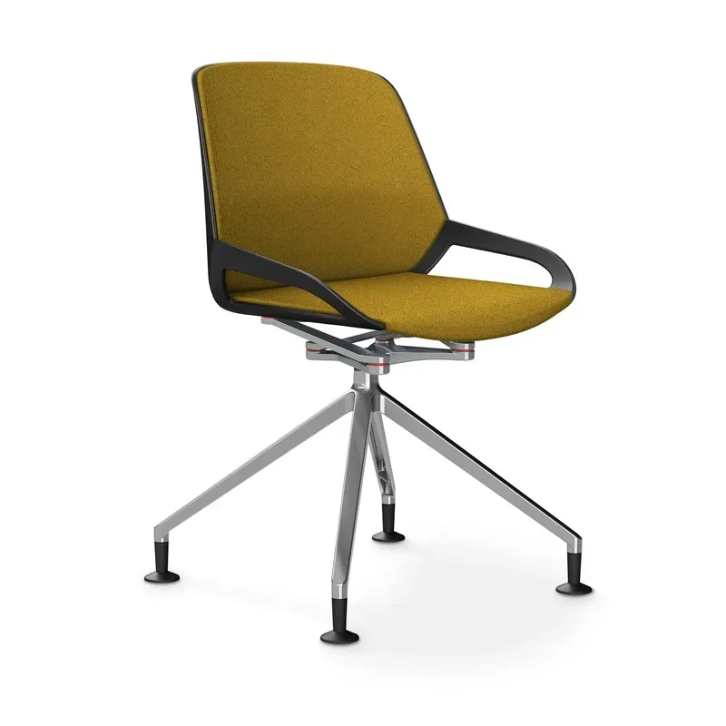 Aeris Numo Comfort conference chair Yellow/Black / chrome without armrests, New - Perfect for office and reception