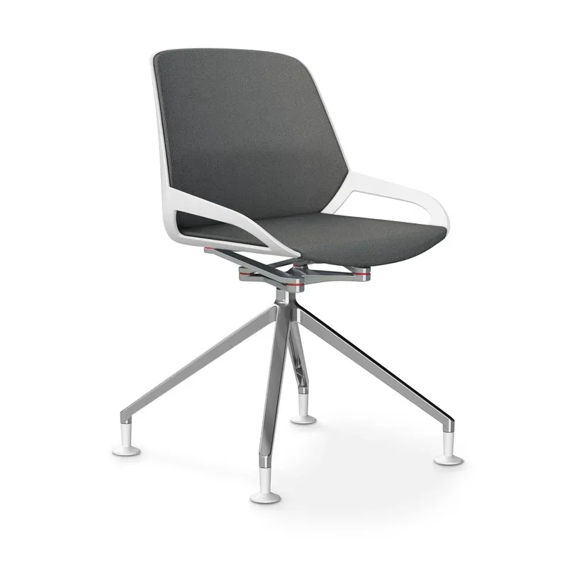 Aeris Numo Comfort conference chair Gray/White / chrome without armrests, New - Perfect for office and reception