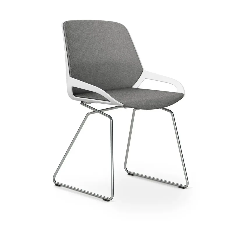 Skid-base chair Aeris Numo Comfort Light grey/White / chrome without armrests, New - Comfortable seating