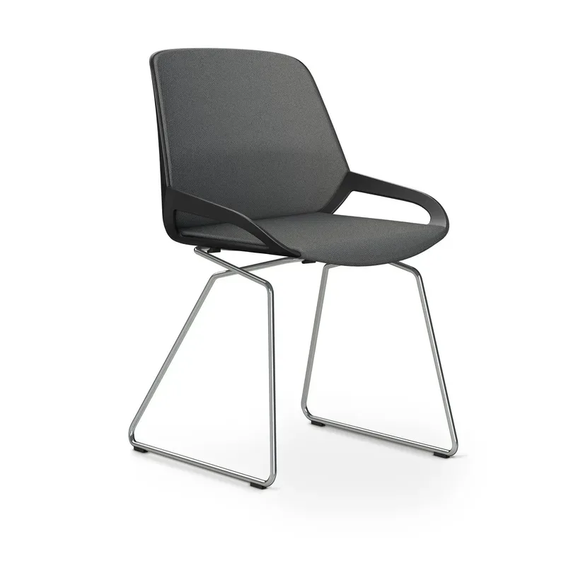 Skid-base chair Aeris Numo Comfort Gray/Black / chrome without armrests, New - Comfortable seating