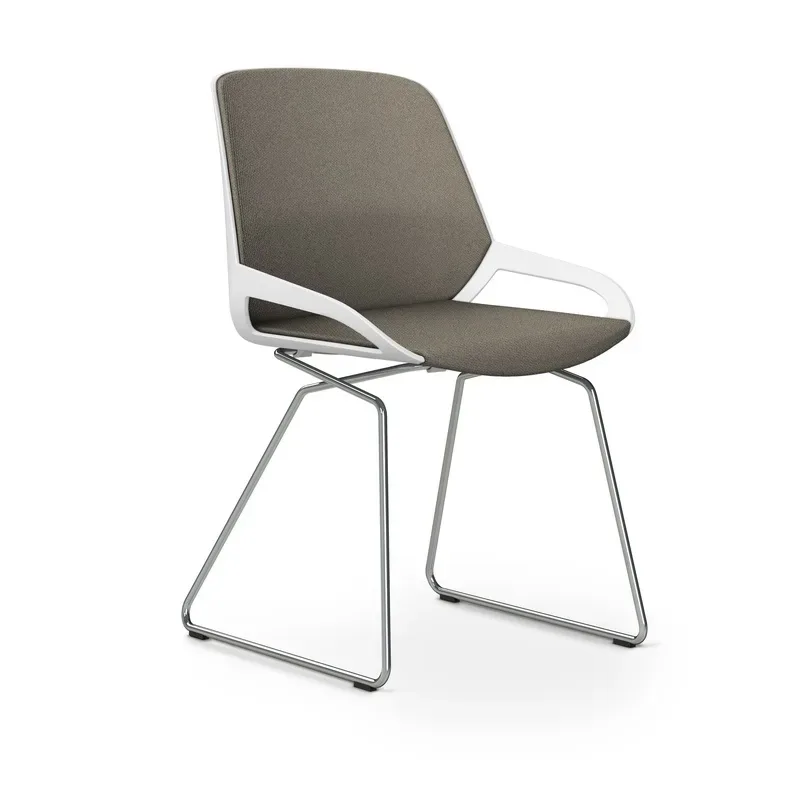 Skid-base chair Aeris Numo Comfort Beige/White / chrome without armrests, New - Comfortable seating
