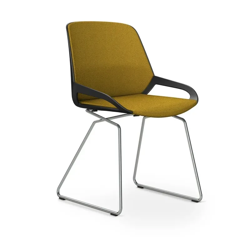 Skid-base chair Aeris Numo Comfort Yellow/Black / chrome without armrests, New - Comfortable seating