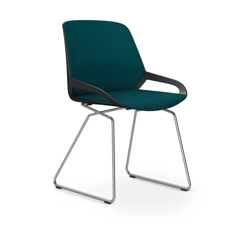 Skid-base chair Aeris Numo Comfort Petrol/Black / chrome without armrests, New - Comfortable seating