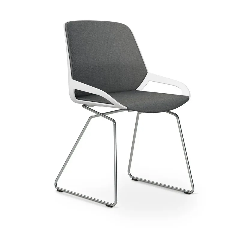 Skid-base chair Aeris Numo Comfort Gray/White / chrome without armrests, New - Comfortable seating