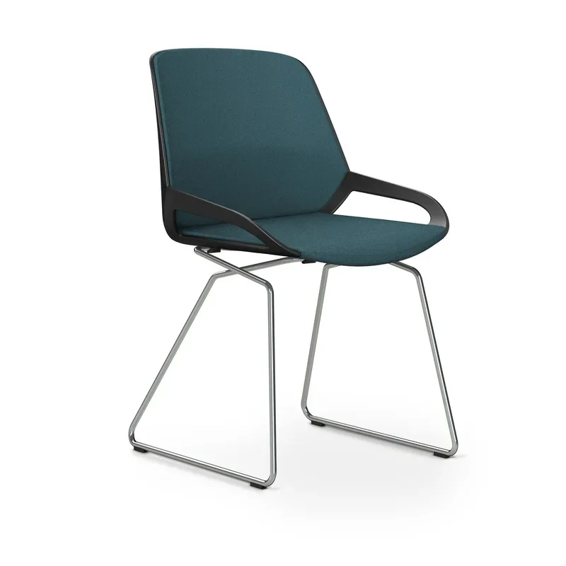 Skid-base chair Aeris Numo Comfort Blue/Black / chrome without armrests, New - Comfortable seating