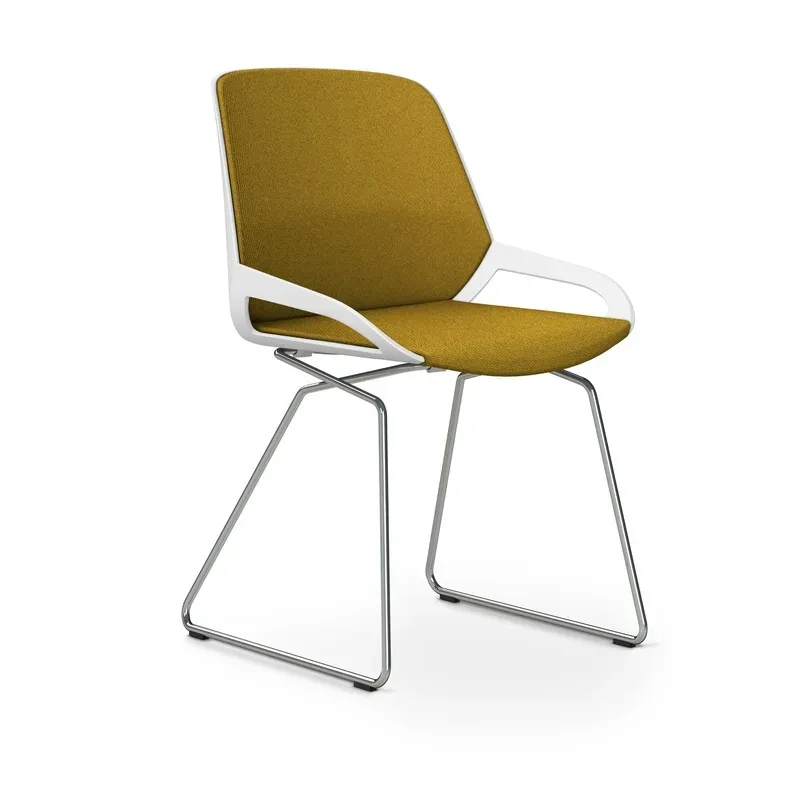 Skid-base chair Aeris Numo Comfort Yellow/White / chrome without armrests, New - Comfortable seating