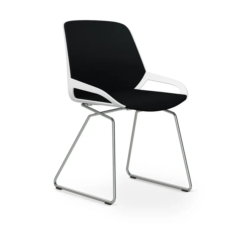 Skid-base chair Aeris Numo Comfort Black/White / chrome without armrests, New - Comfortable seating