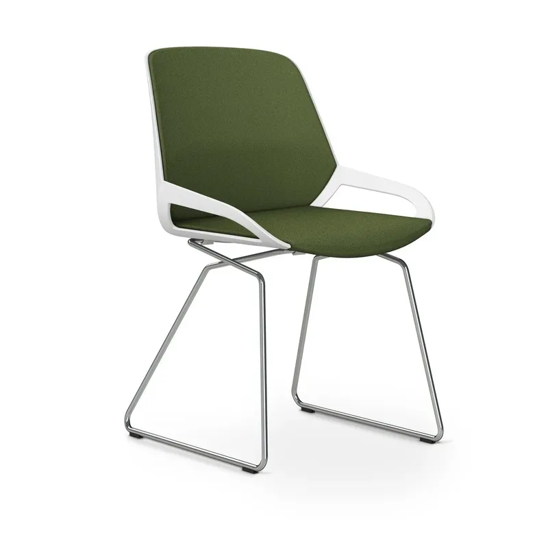 Skid-base chair Aeris Numo Comfort Green/White / chrome without armrests, New - Comfortable seating