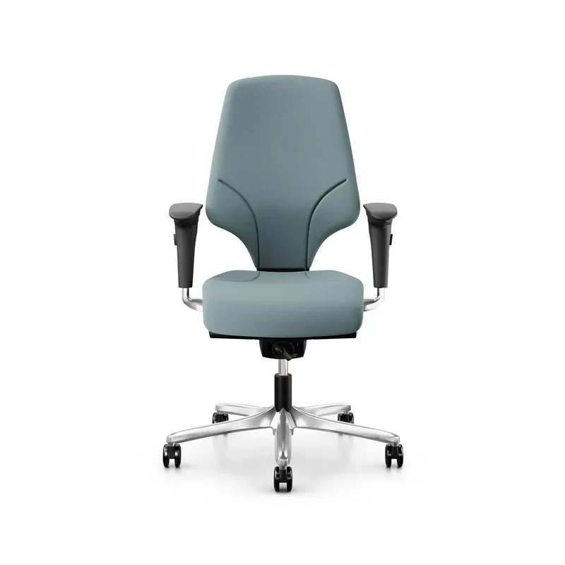 Office swivel chair Giroflex 64-3578 with 4D armrests, Light blue/Chrome-plated, New, Ergonomic chair - ideal for flexible working