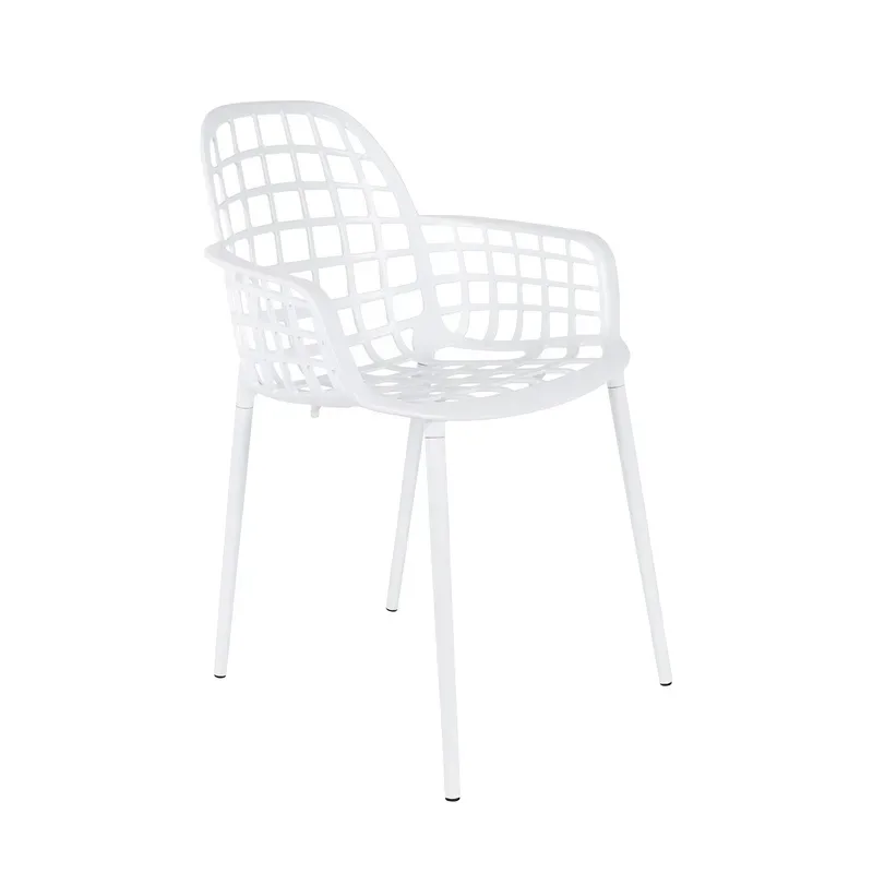 Zuiver Albert Kuip garden chair - set of 2, White with fixed armrests, New - Modern & weatherproof