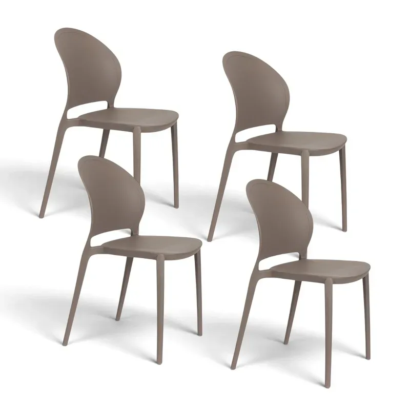 White Label Living Sjoerd garden chair - set of 4 Gray brown, New - Perfect for comfortable sitting