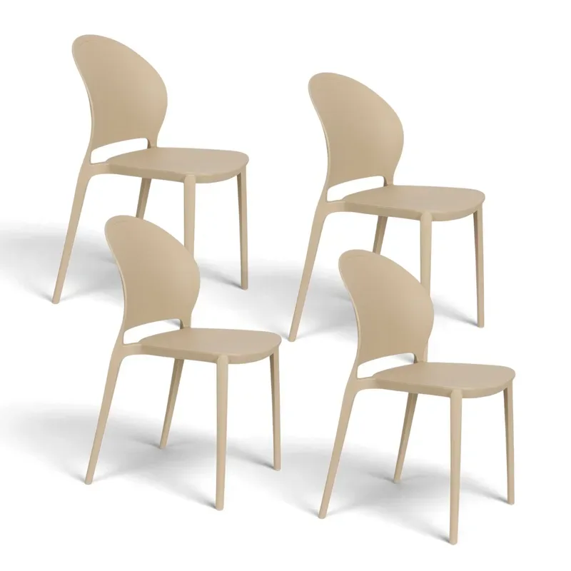 White Label Living Sjoerd garden chair - set of 4 Beige, New - Perfect for comfortable sitting