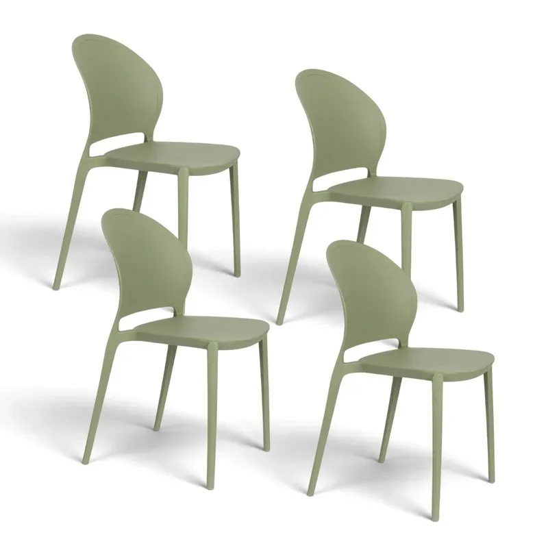 White Label Living Sjoerd garden chair - set of 4 Green, New - Perfect for comfortable sitting