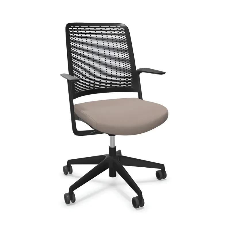 Office chair Sitag WithMe with fixed armrests, Light brown/Black, New, Ergonomic chair - ideal for flexible working